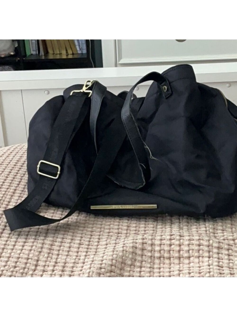 Steve Madden Black Nylon Duffel with hand straps and removable shoulder strap